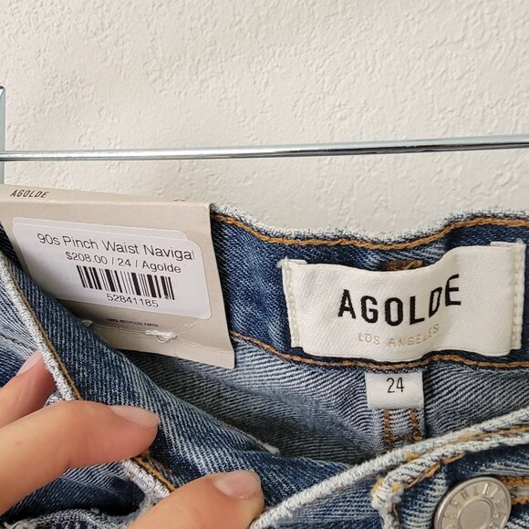 AGOLDE 90's Pinch Waist High Rise Straight Leg Jeans in Navigate 24 - Picture 13 of 15